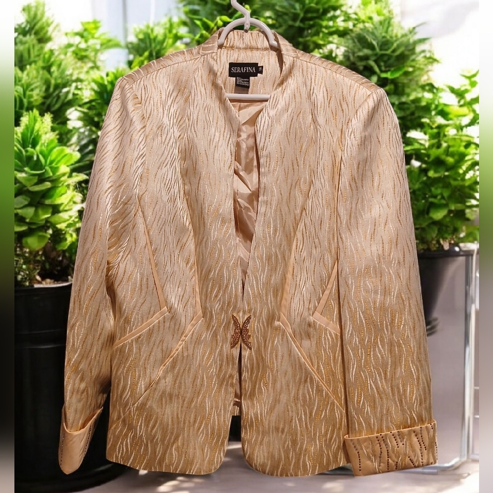 Serafina Gold Cream Formal Blazer Womans NWT Size 18 Beige